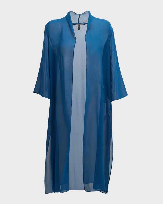 Open-Front Sheer Silk Georgette Jacket